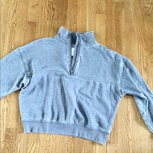 Grey Cropped Quarter Zip